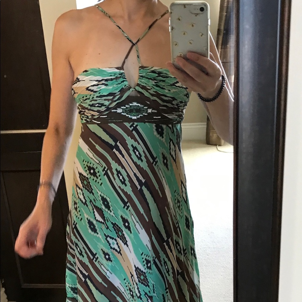 BCBGMaxAzria silk cross strap dress